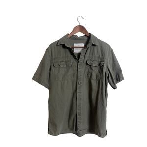 Global Work Japan Utility Shirt Army Green Short Sleeve Mens Large